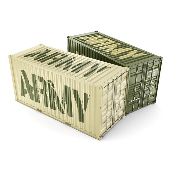 Military storage containers marked "ARMY" in Capitola, CA